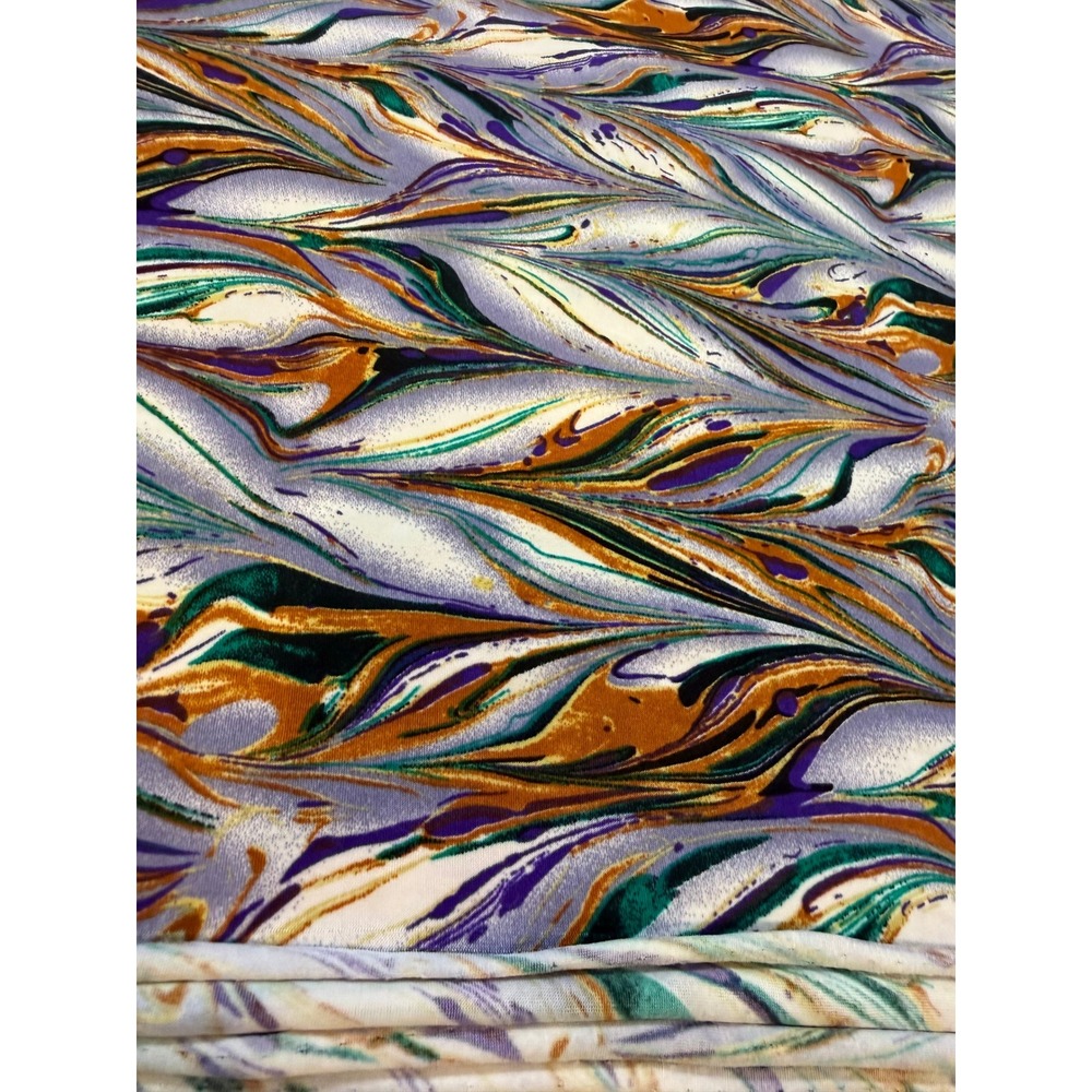Vintage Florentine Marbled Jersey Knit Fabric Purple Orange Psychedelic 1 7/8Yd